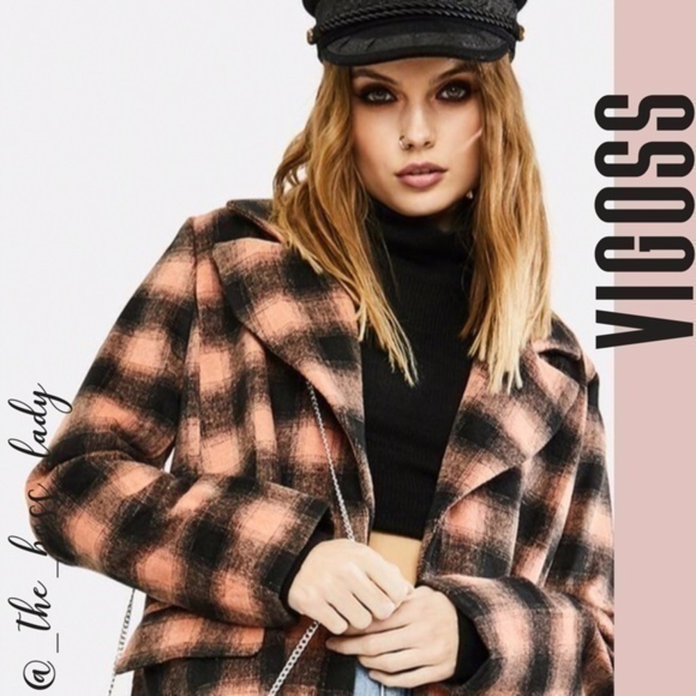 VIGOSS coat plaid jacket outwear size Medium NWT